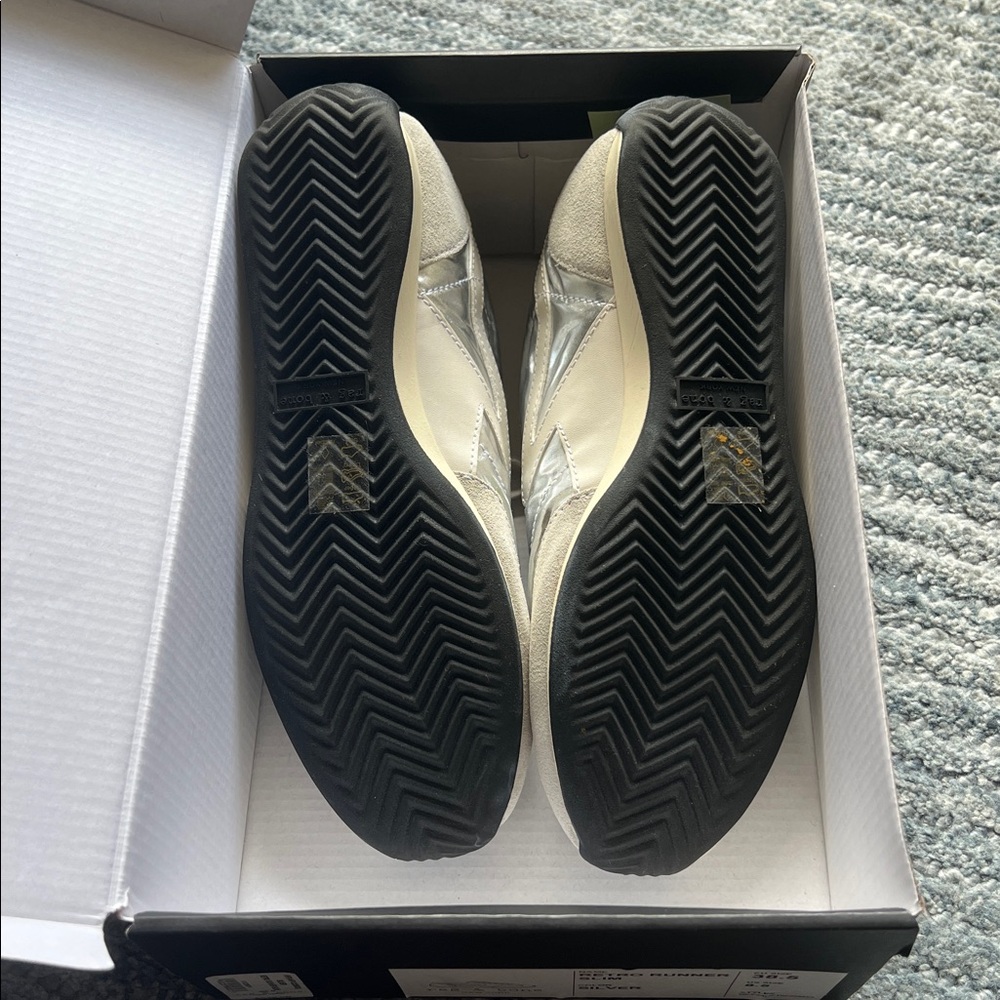 rag & bone Retro Runner Slim White and Silver Low-Top Sneakers US 8.5 - Picture 6 of 12
